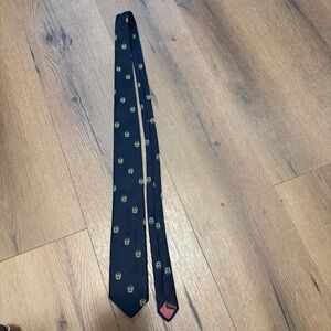 Michael Reed Designer Elegant Navy Blue Tie with Green Accents